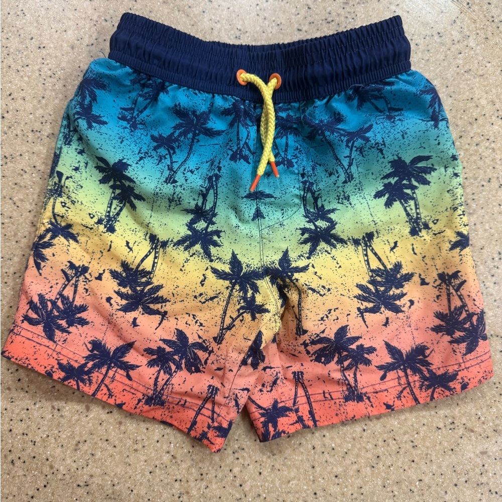 Colorful Palm Tree Kids Swim Trunks